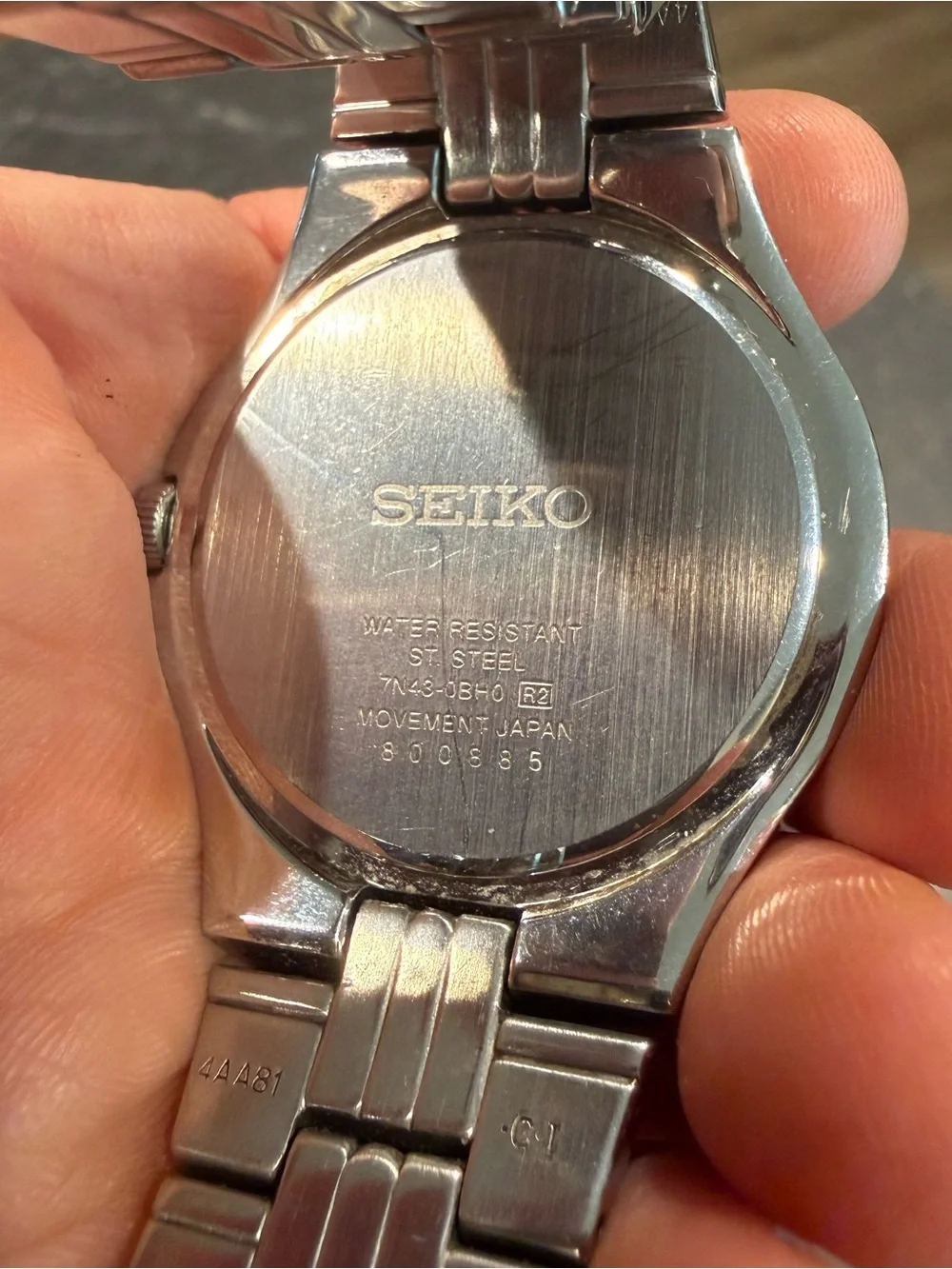 Seiko vintage 7N43-0BH0 men’s stainless steel watch blue face tested working